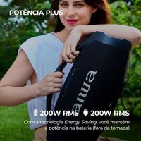 Caixa de Som Boombox Plus AIWA BBS-01-B 200W BT 30H IP66 USB Preto