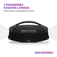 Caixa de Som Boombox Plus AIWA BBS-01-B 200W BT 30H IP66 USB Preto